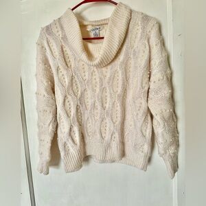Elegant Cream Cowl Neck Sweater
